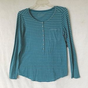 NWT Eddie Bauer Ladies Everyday Jersey Henley-Surf